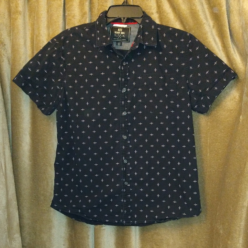 Men's Black Patterned Casual Button Down Shirt
